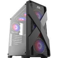 POWERBOOST VK-E03C USB 3.0 5 x Ring Rainbow fanlı ATX KASA (PSU YOK) - 1